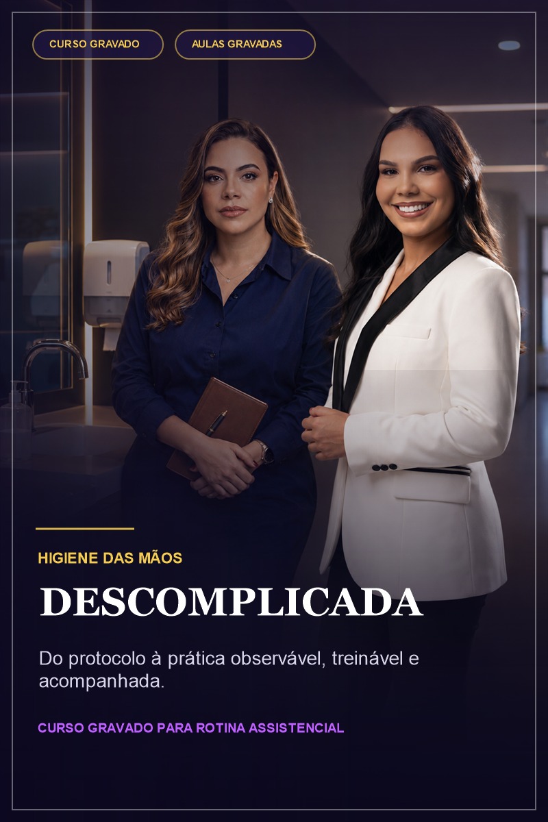 Capa interna do curso Higiene das Mãos Descomplicada em ambiente clínico