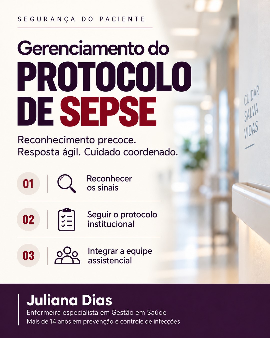 Capa da Masterclass Gerenciamento do Protocolo de Sepse com Juliana Dias, enfermeira especialista em Gestão em Saúde